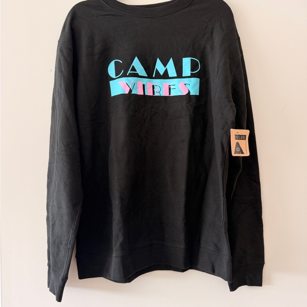 Poler Black Sweatshirt with Vibrant Graphic Vices Crew‎ Sz Large “Camp Vibes”